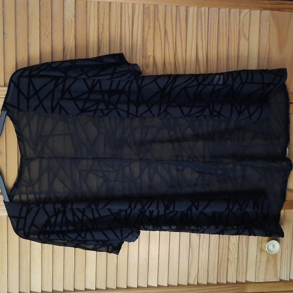 Black Geometric Print Swim Suit Cover Up Size XS